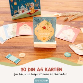 Papierdrachen Papierdrachen Kartenkalender für Kinder zum Ramadan - 30 Karten DIN A6 - tägliche Inspiration - Ramadan-Countdown - Set 01