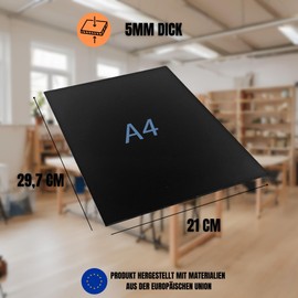 GOYAPRINT Black Methacrylate 5mm Hard Plastic Board Acrylic Sheet Black for Crafts Decoration Labelling (2, 21x29.7cm)