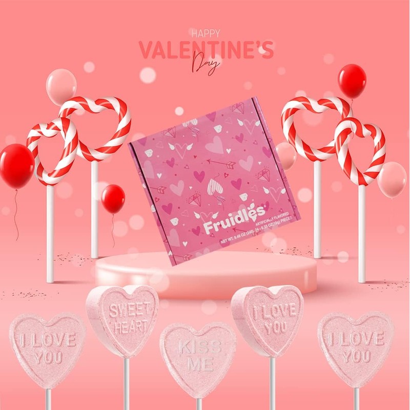Fruidles Valentine's Day Winkie Lollipop Sucker, Individually Wrapped (36-Pack)