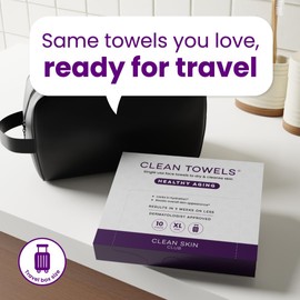CLEAN SKIN CLUB Toallas Clean Skin Club Healthy Aging Clean Towels® XL, paquete de viaje, suavizan líneas finas, arrugas y textura, toallas faciales desechables, toallitas secas antienvejecimiento, es