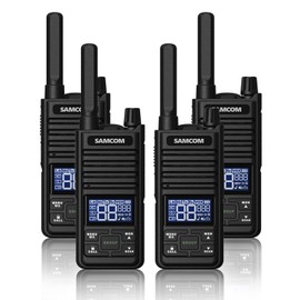 Samcom GMRS Walkie Talkies Long Range, Type-C Rechargeable Two Way Radio with earpiece for Adults, 2-Way Radios Handheld Two-Way Radios with USB Base Charger for Camping (4 Pack, Black)
