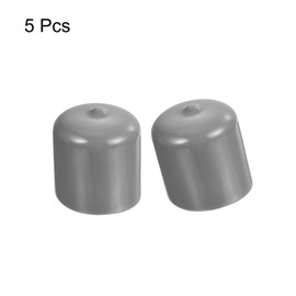 sourcing map 5pcs Rubber End Caps Protective Caps 30mm ID Vinyl PVC Round Tube Bolt Cap Cover Screw Thread Protectors Light Gray
