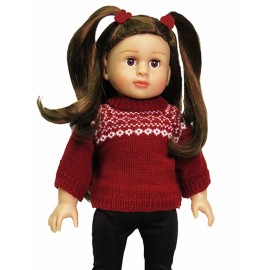 Unbranded 3-piece Burgundy Sweater Leggings Set w/Boots fit 18" American Girl Size Doll