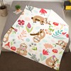 QOOMO Cartoon Sloth Flannel Blanket, Cute Animal Flannel Blanket, Botanical