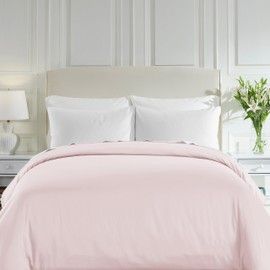 Luxury Full/Queen Duvet Cover Only - Premium 400 Thread Count, Natural 100% Cotton Duvet Covers Queen, Soft Sateen Weave, Button Closure and Corner Ties - Pink
