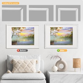 16.4ft Peel and Stick Molding Trim for Walls, Flexible Self-Adhesive Panel Moulding for Wall Ceiling Floor Cabinet Tile Edges Mirrior Frame DIY Chair Rail Panel Moulding (White 16.4ft)