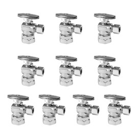 (Pack of 10) EFIELD 1/2" FIP Iron Pipe x 3/8" Compression Chrome 1/4-Turn Angle Stop Water Shut-off Ball Valve