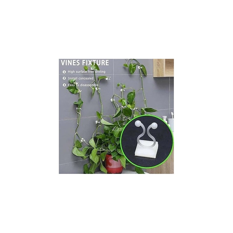 10Pcs White Plant Climbing Wall Self-Adhesive Fixed Clip Climbing Vine