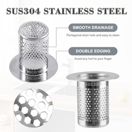 NAWTOR 3Pcs Sink Drain Strainer，Shower Strainer Drain Hair Catcher Floor Drain Filter with Handle Stainless Steel Drainer Filter Used to Prevent Clogging of Kitchen Sinks (1.97"&2.17"&2.56")