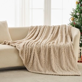 Lotus Karen Throw Blanket for Couch - Fleece Jacquard Fuzzy Blanket Soft Throw Blankets for Girls Women Cozy All Season Linen 50x70