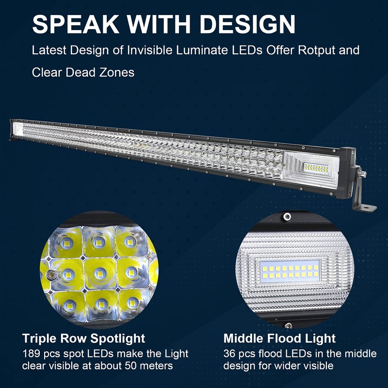 SKYWORLD 52" 675W Straight Triple Row Off Road LED Light