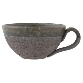 Marui Pottery MR-3-4421 Shigaraki Ware Hechimon Soup Cup, Capacity: Approx. 11.2 fl oz (330 ml), Vidro Carbonized Brown,