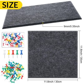 Fainne Large 35" x 47" Felt Bulletin Board for Wall 12 Pcs Cork Boards Square Felt Tiles with 60 Push Pins Self Adhesive Cork Board for Photos Memos School Office Kitchen DIY(Gray,One Square)