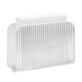 LELE LIFE Acrylic Napkin Holder for Table, Crystal Clear Cocktail Napkin Holder for Kitchen Dinner Christmas, Modern Paper Napkin Holder Dispenser (Strip Pattern)