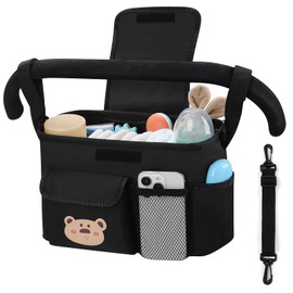 Accmor Universal Stroller Organizer with Cup Holder and Shoulder Strap, Stroller Bag Caddy Organizer Fits for Uppababy, Baby Jogger, Britax Strollers