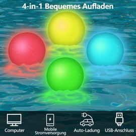 JONRRYIN Swimming Pool Lights, Pack of 4 Pond Lighting, Pool Lighting with Remote Control, 16 RGB Colour Changing Waterproof Lights for Pool, Garden, Pond, Party