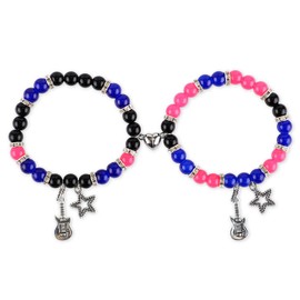 NQEUEPN Matching Bracelets for Couples, TV Girl Bracelet Magnetic Couple Love Matching Bracelet Long Distance Relationship Jewelry Gifts for Women Teen Girls Friendship Gf Bf Bff Best Friend