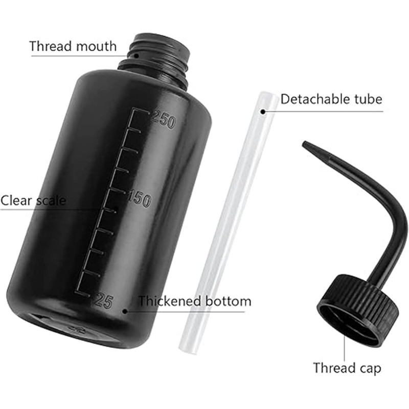 AIMALL Curved Nozzle wash Bottles, 10 Bottles, Black, 250 ml