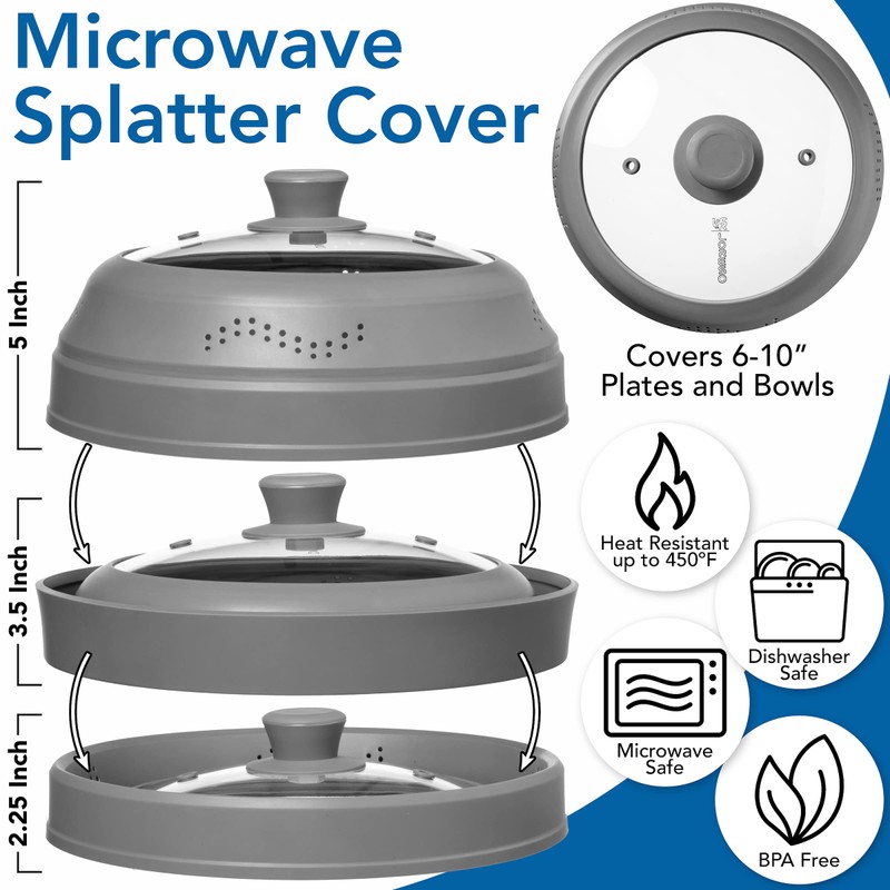 Microwave Splatter Cover for Food - Silicone Glass Dish Plate