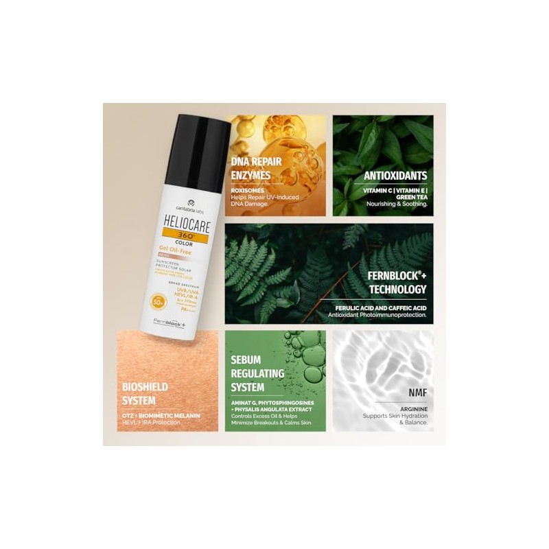Heliocare 360° Protector Solar Color Gel Oil-Free SPF 50+ Beige