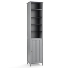 Safeplus 72" Tall Bathroom Storage Cabinet Free Standing Tower Organizer with Adjustable Shelves & Door (Grey)
