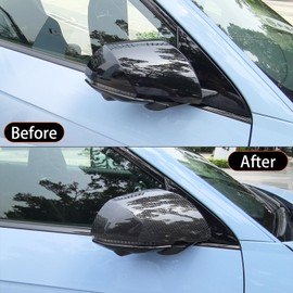 FUEISOF 1 Paar Spiegelkappen Blende Für Hyundai IONIQ 5 Außenspiegel Gehäuse Kohlefaser Muster Schwarz