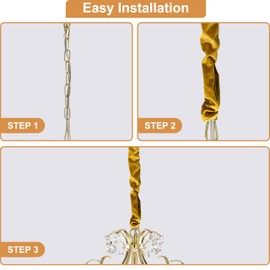 Chandelier Chain Covers 2 Pack Gold Cable Covers 70.8 inches Brushed Polyester Fabric Chain Sleeve for Chandelier Cord Hider Cable Management (None Touch Fasteners)