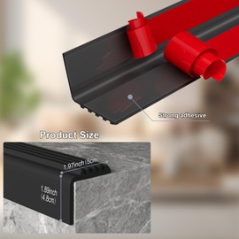 Pluden Heavy-Duty Stair Edge Trim, 20FT Vinyl Rubber Stair Nosing, Non-Slip Self Adhesive Stair Edge Protector Suitable for Indoor/Outdoor Stairs, Non-Slip and Waterproof