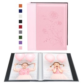Miaikoe Small Photo Album 6x4 2 Packs, Each Pack Holds 50 Vertical Pictures, Slip in Top Loading Photo Albums Only 10x15cm for Artwork or Postcards Storage (Pink)