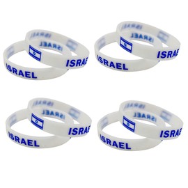 Gonashow Israel Bracelets Silicone - Israel Flag Bracelet Bulk Pack, Unisex One Size Fits All - Solidarity Wristband Bangle for Men & Women, Israeli Wristbands (4 pairs A glow in night)