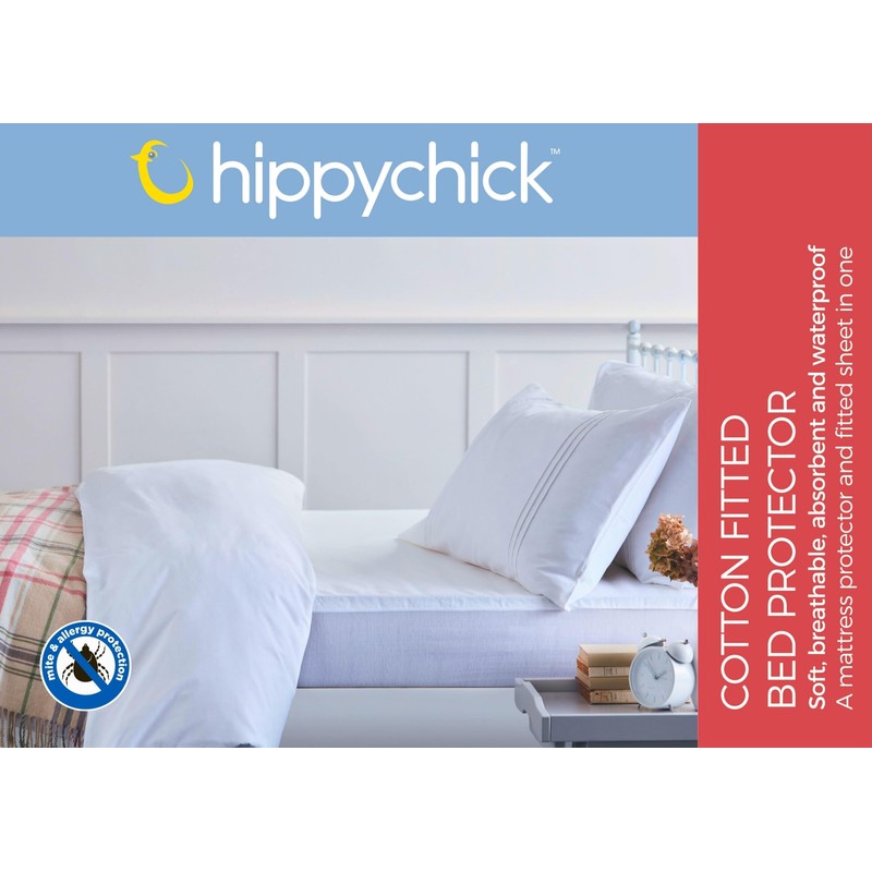 Hippychick Cotton Fitted Mattress Protector, 100 Percent Waterproof, Anti Allergy,