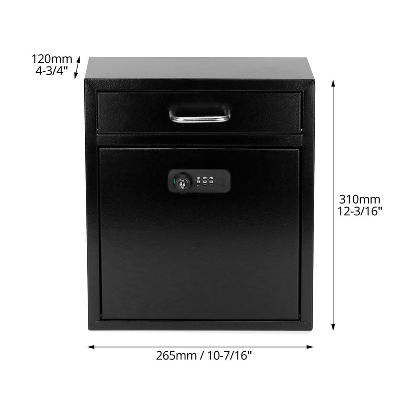 QWORK Versatile Secure Mailbox -Wall Mount Secured Postbox with Combination