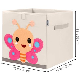 CLCROBD Animal Foldable Cube Storage Bins Fabric Toy Box/Chest/Organizer for Kids Nursery, 13 inch (Butterfly)