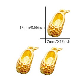 Yukfhgt Gold Flower Shoe Mini Charms Golden 10 Pcs Alloy Enamel Brass Small Pendants Ballerina Dancer Toe Slippers Shoes Charm for Jewelry Making (Shoes)