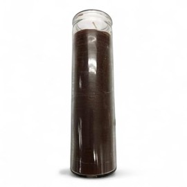 Prayer Candle 7 Day Brown 8" Vela Carmelita Unscented Pillar Candle in Glass