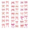 BOXOB 6 Sheets/60pcs Pink Bow Stickers, 30 Designs Cute Waterproof