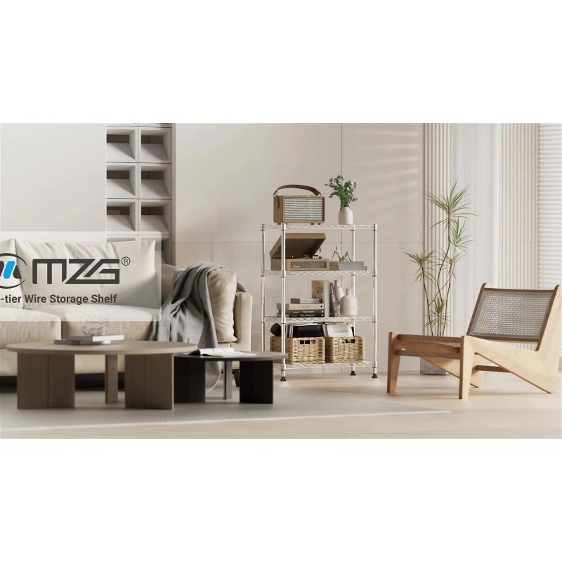 MZG 4 Tier Adjustable Wire Shelving Stackable Storage Shelves Kitchen