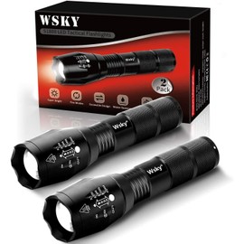 WSKY 2 PACK LED Tactical Flashlight - S1800 Powerful Waterproof Flashlight High Lumen