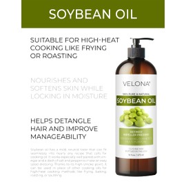 velona Soybean Oil - 8 Fl Oz | 100% Pure and Natural Carrier Oil | Refined | Cooking, Baking, Skin, Hair, Body & Face Moisturizing | Use Today - Enjoy Results