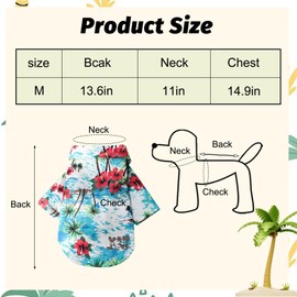 5 Pcs Hawaiian Dog Shirt Pet Summer T-Shirts Coconut Tree Pineapple Beach Pets Clothes Breathable Cool Costume for Cat Boy Girl Cute Puppy Polo Apparel Outfit Costumes Doggy- Medium