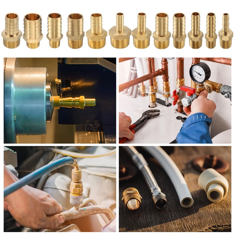 sourcing map 4pcs Brass Barbed Fitting 3/4" NPT Male to