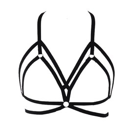 HJZLSSYS Women Harness Elastic Cupless Cage Bra Hollow Out Strappy