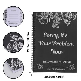 lasuroa Living Planner Organiser Notebook, Sorry It's Your Problem Now I'm Dead Funny Death Folder Planning Notebook Business Office Book for Documents Affairs and Last Wishes