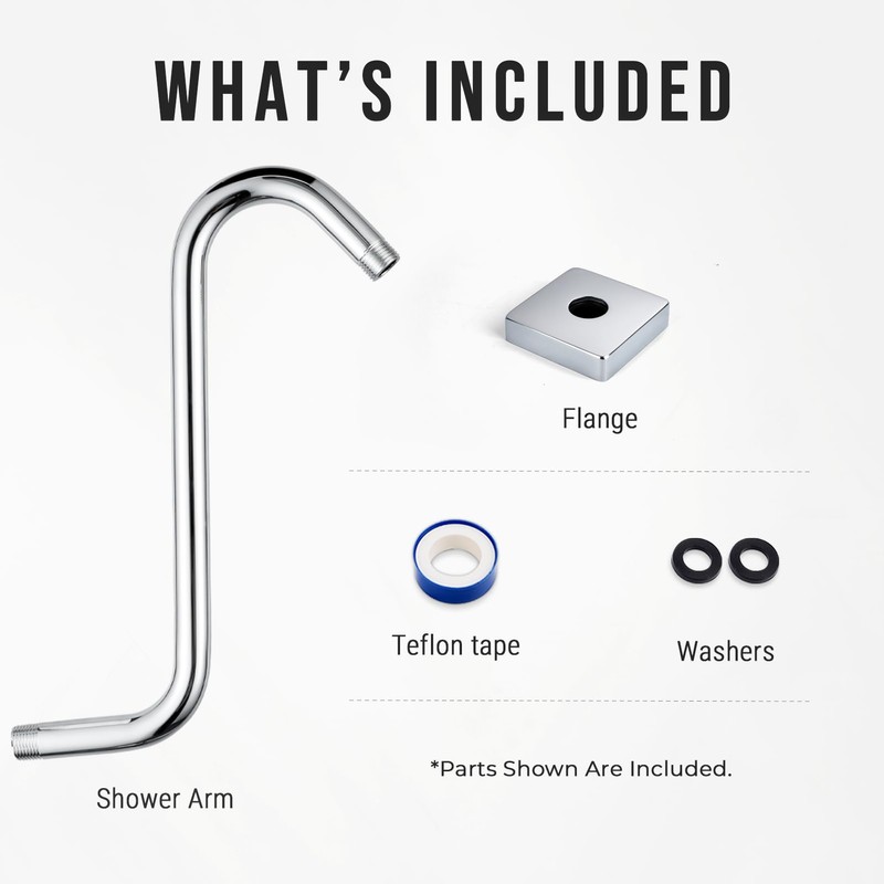 G-Promise All Metal 12-Inch S Shaped Shower Arm with Flange