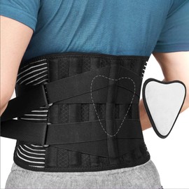 EASYTAO Cinturón de Soporte Lumbar, Faja Lumbar para Espalda Aliviar Dolor y Lesiones (Negro, Ampliado Súper)