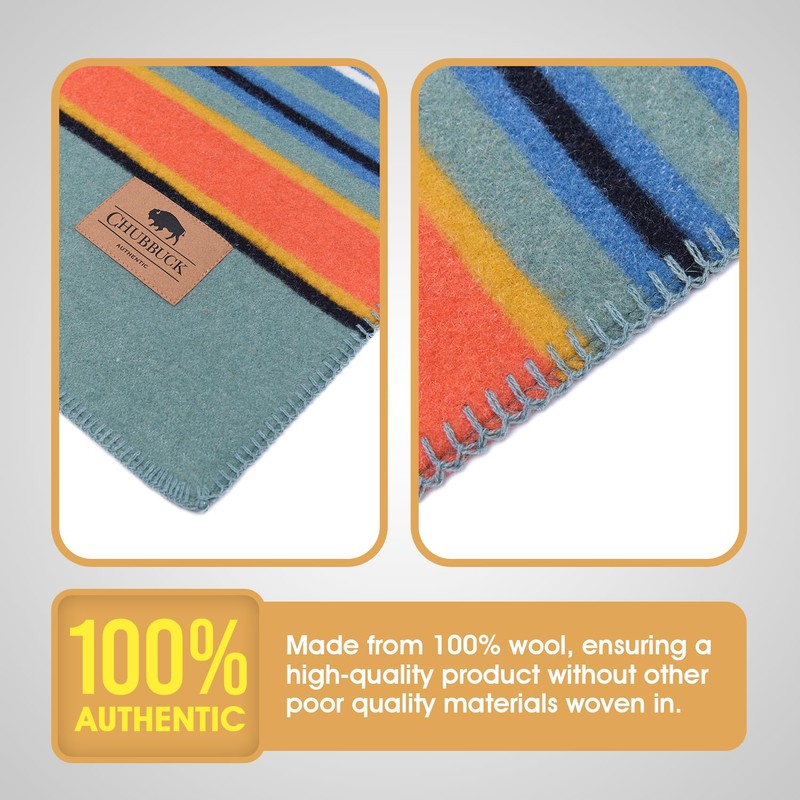 Chubbuck 100% Wool Blanket Camping (60" x 84") - Large