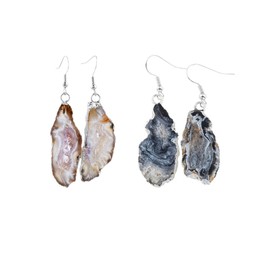 Nupuyai Natural Stone Drop Earrings for Women, Druzy Agate Geode Crystal Quartz Dangle Hook Earrings for Girls