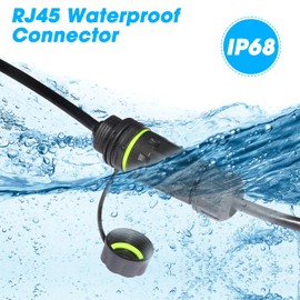 ELifeApply RJ45 Panel Mount Waterproof Connector IP68 Cable Connector with Wire, Female to Female, with Shielding Cable Coupler-CAT6-M20-Green-1 PC with Wire