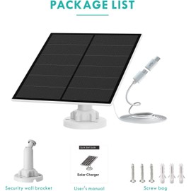Vicohome 5W Solar Panel SP for Security Camera Outdoor WiFi - with Micro USB & USB-C Port for DC 5V Outdoor Rechargeable Battery Camera, 360° Adjustable Bracket, IP65 Waterproof