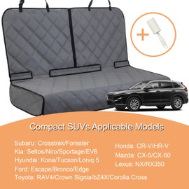 Soft-feeling Dog Car Bench Seat Cover, Waterproof Pet Rear Seat Protector Compatible for RAV4/CR-V/Trax/Rogue/CX-5/Tucson/Crosstrek/Sportage/Forester Access to Middle Seat Belt and Armrest (Gray)